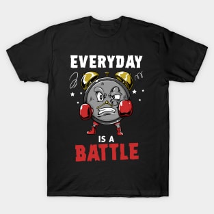 Everyday is a Battle Alarm Clock Boxing Gloves T-Shirt